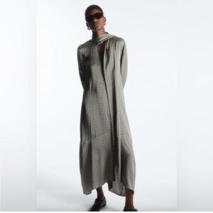 COS Black and White Patterned Maxi Dress with Neck Scarf